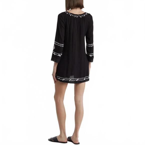 Boho Me Embroidered Sequin Cover-Up Tunic NWT Black Medium - Picture 2 of 4